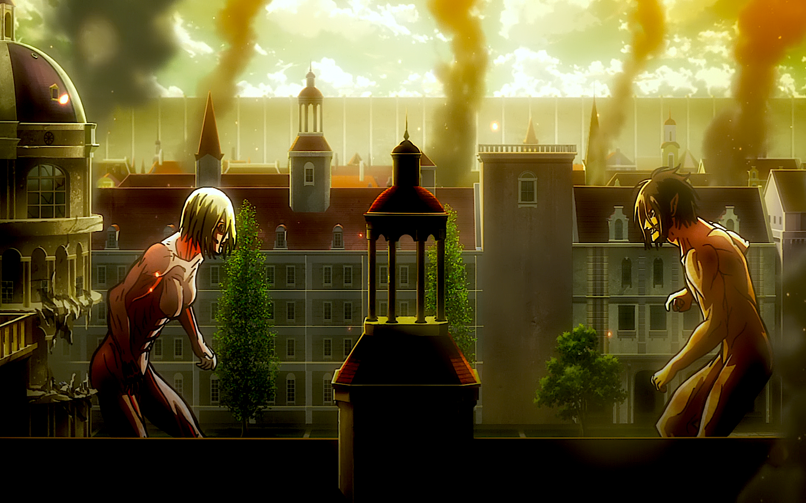 Attack On Titan Titans Scenes - HD Wallpaper 