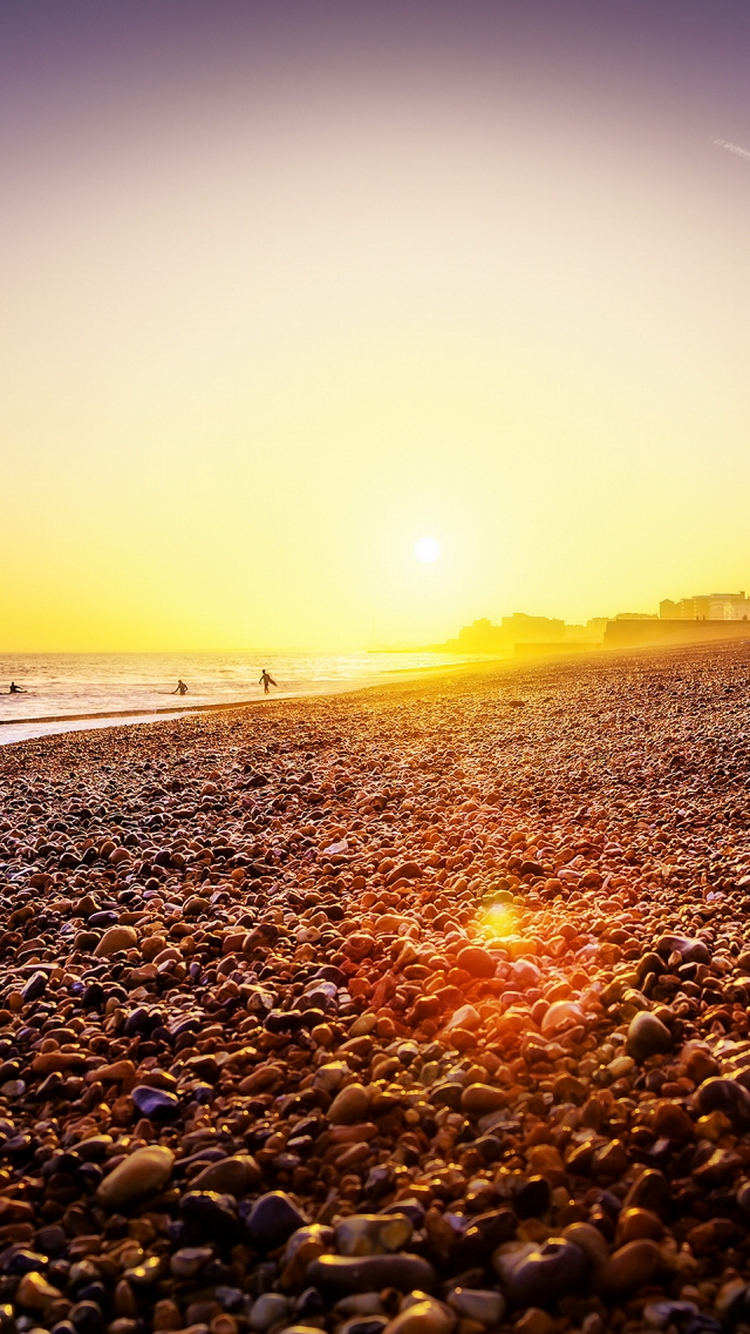 Beach Sunset Iphone Wallpaper - HD Wallpaper 