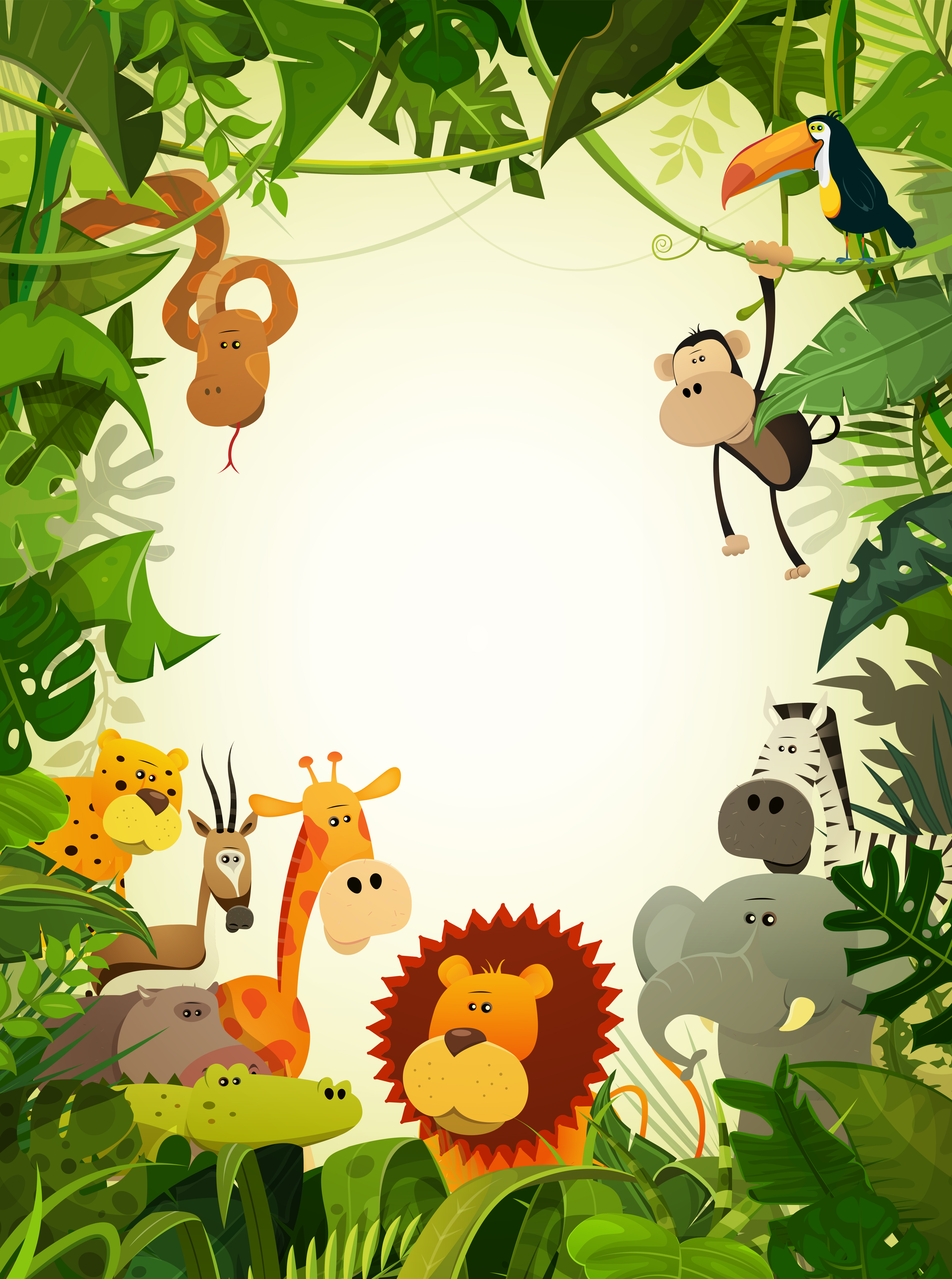 Transparent Jungle Cartoon Animals - HD Wallpaper 