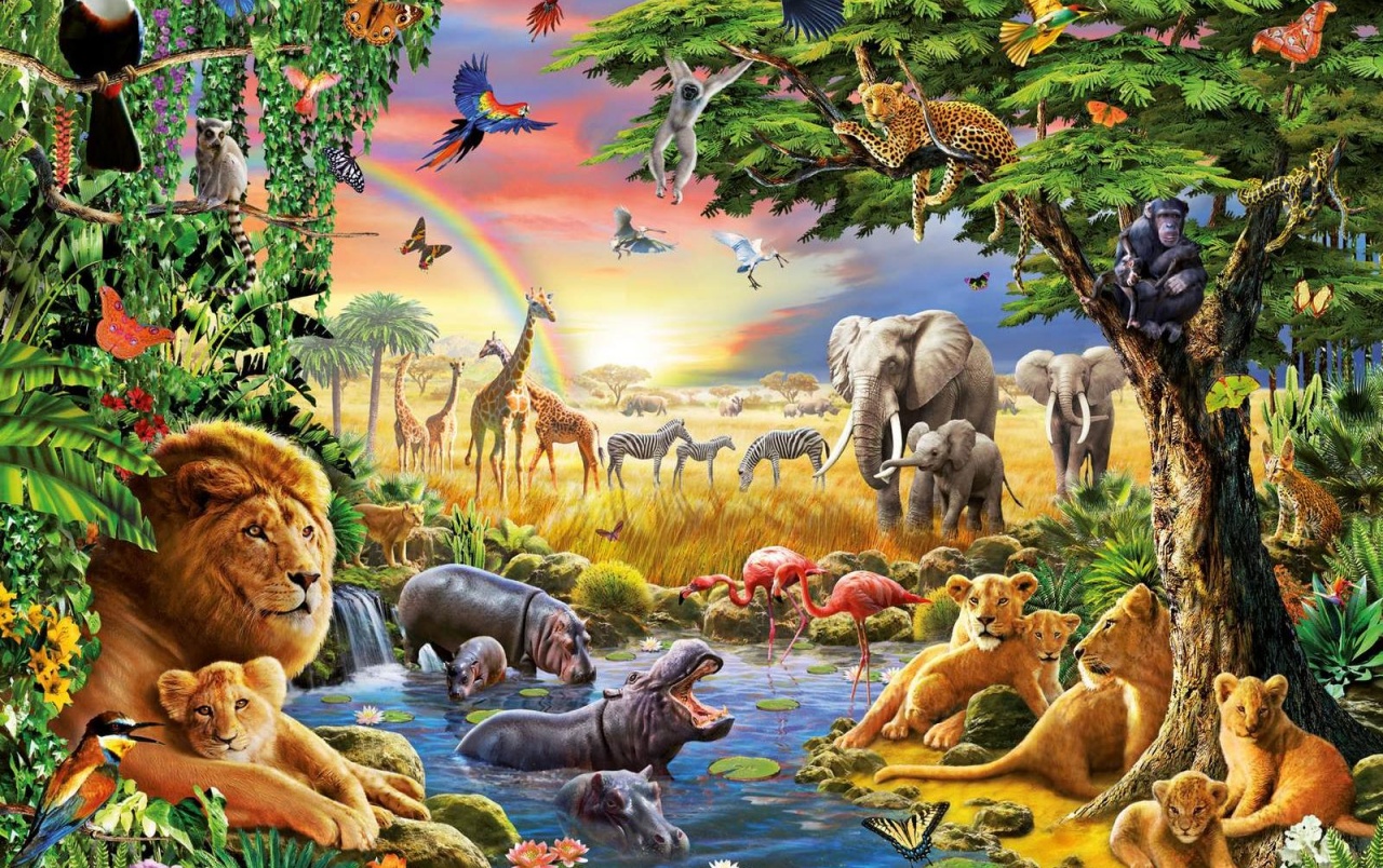 Cuatro Animales De La Selva Wallpapers - All Animals In Jungle - HD Wallpaper 