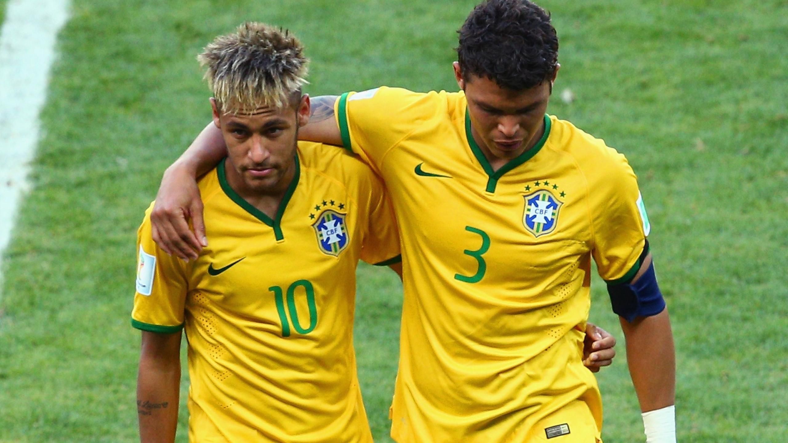 Neymar And Thiago Silva - Thiago Silva Et Neymar - HD Wallpaper 
