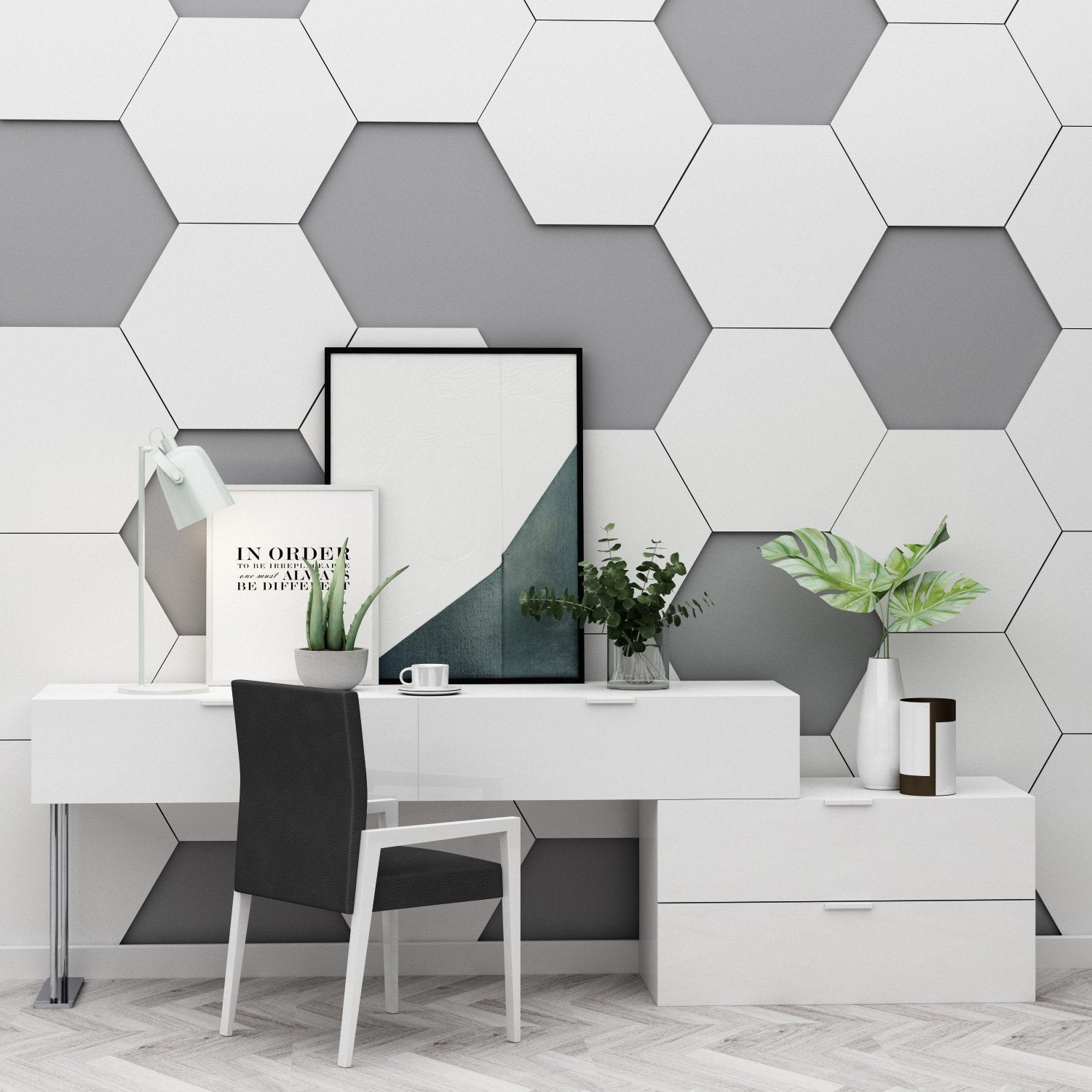 Hexagon Shape Wall Design - HD Wallpaper 