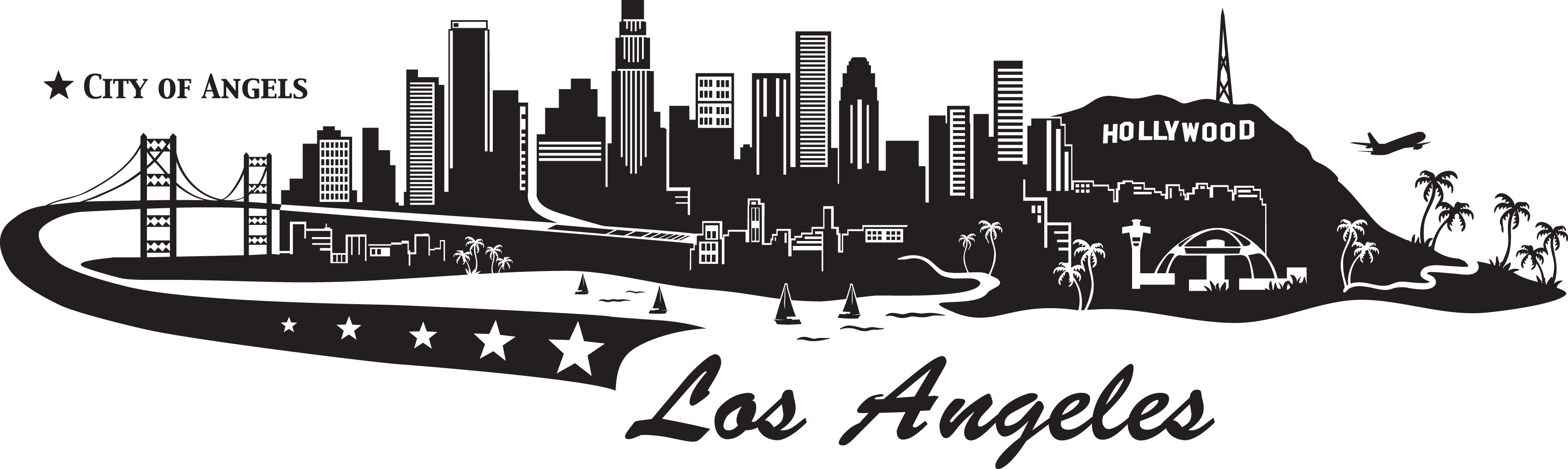 Los Angeles Skyline Decal Wall Decals Style And - Los Angeles Skyline Clipart - HD Wallpaper 