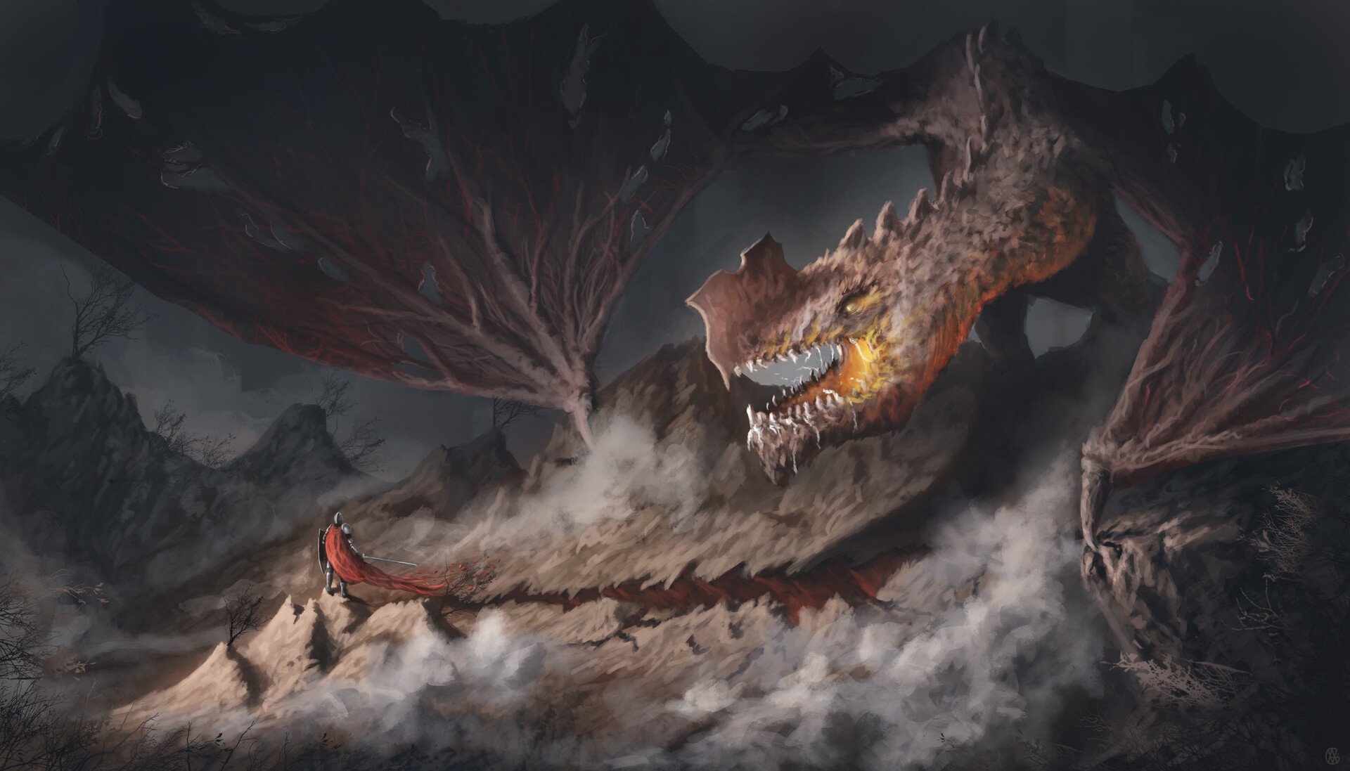 Knight Vs Dragon - HD Wallpaper 