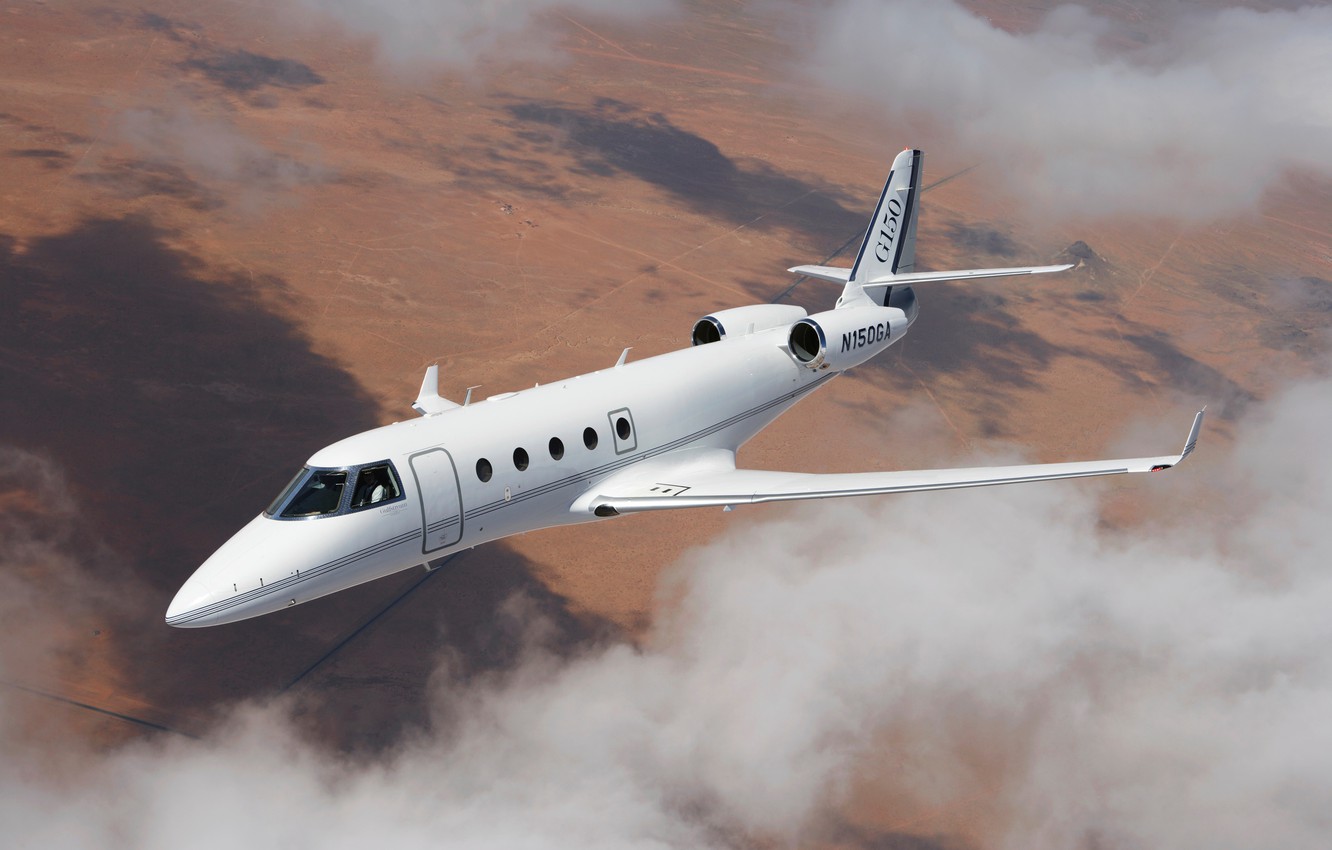 Photo Wallpaper The Sky, Clouds, Flight, The Plane, - Gulfstream G150 - HD Wallpaper 