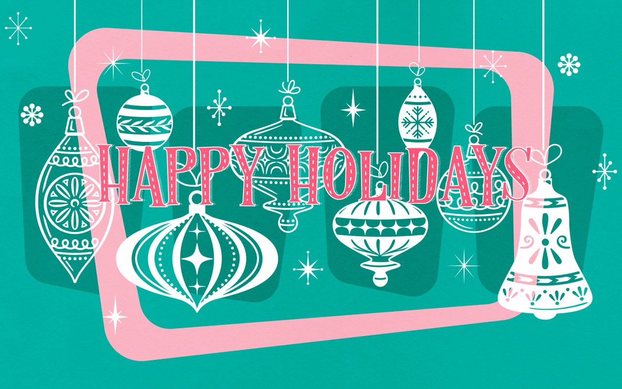Retro Happy Holidays - HD Wallpaper 