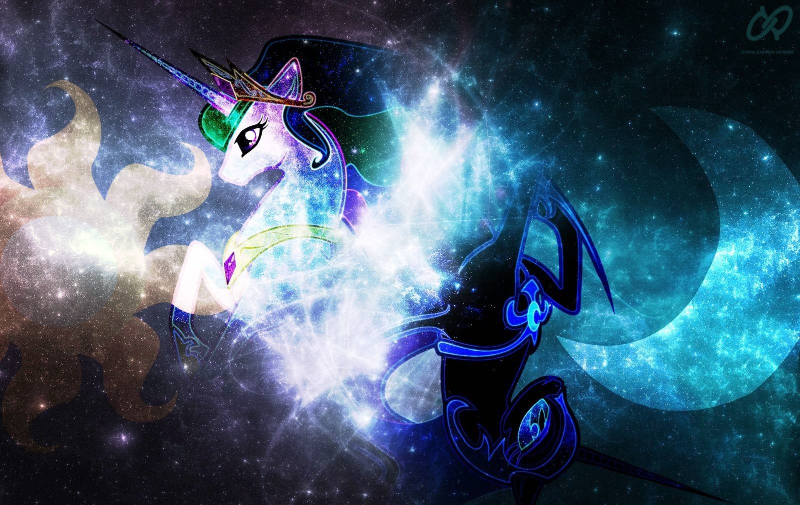 Princess Celestia Applejack Pony Atmosphere Computer - Nightmare Moon And Celestia - HD Wallpaper 
