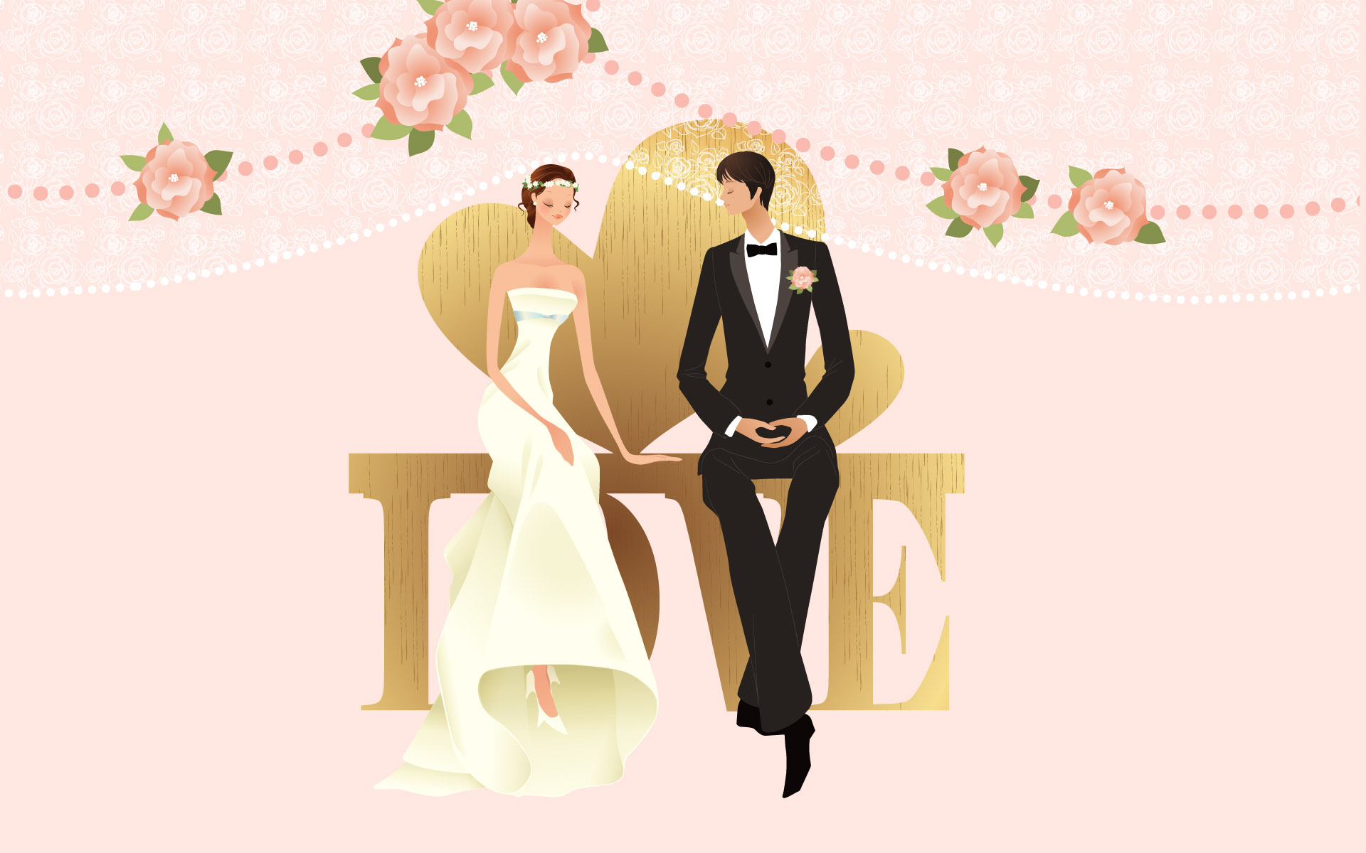 Wedding Couples Cartoon - HD Wallpaper 