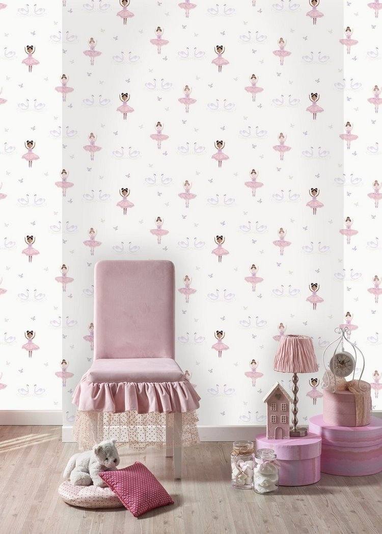 Ballerina Themed Room Design For Little Girls - Carta Da Parati Per Cameretta Ragazza - HD Wallpaper 
