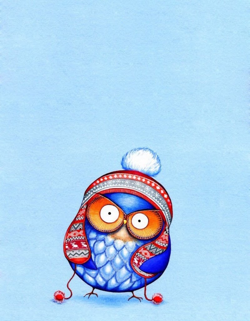 Cute Cartoon Owl Art Android Best Wallpaper - Winter Wallpaper Owl Cartoon  - 800x1024 Wallpaper 