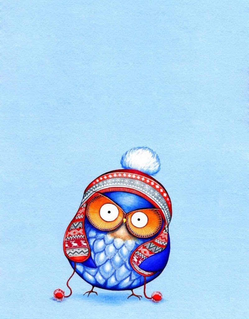 Cute Cartoon Owl Art Android Best Wallpaper - Winter Wallpaper Owl Cartoon - HD Wallpaper 