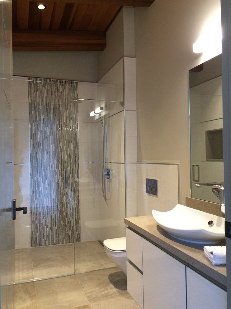 Sugar Skull Wallpaper Bathroom Modern With White Vessel - Bathroom - HD Wallpaper 