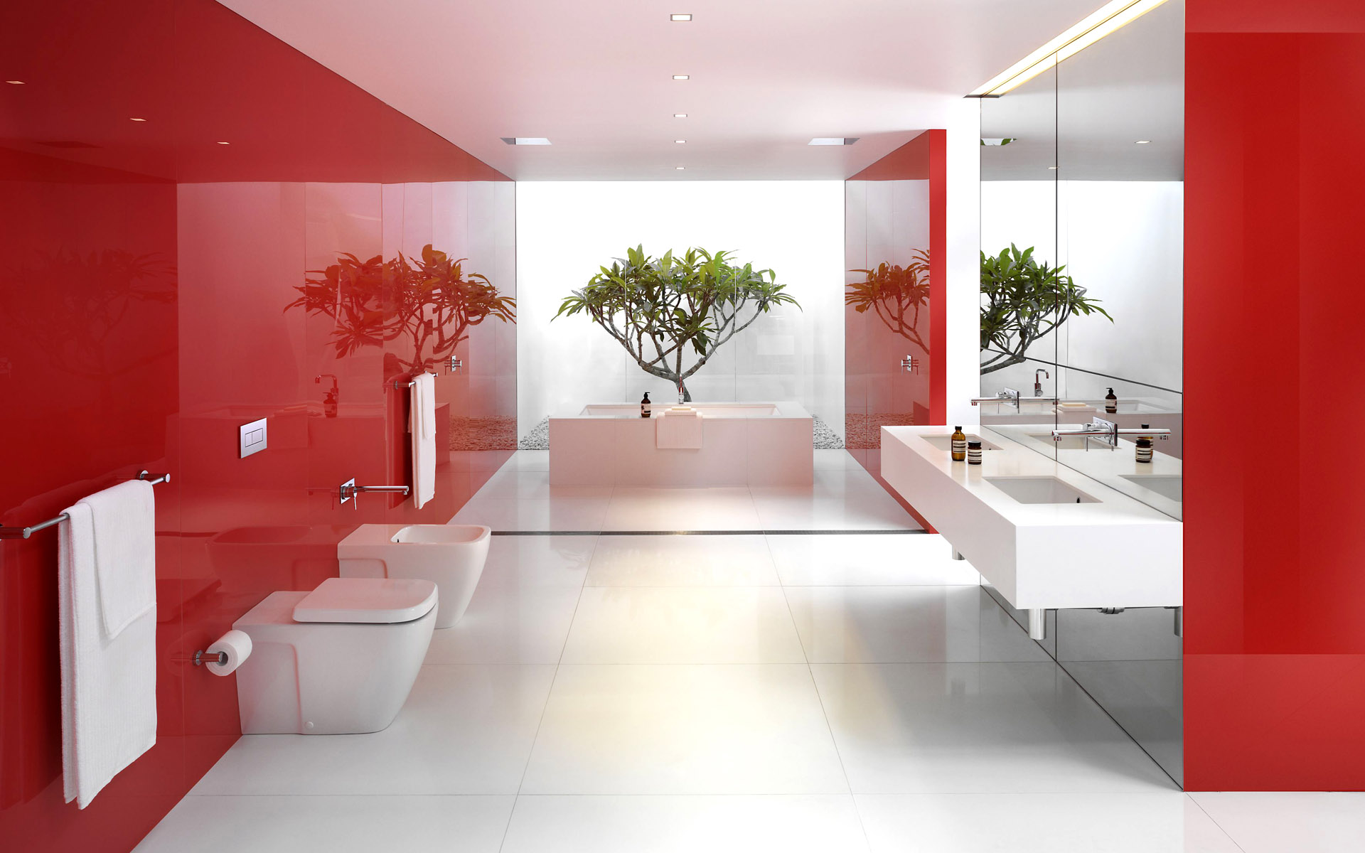Modern Wallpaper Designs For Bathroom - Bathroom Design Ideas - HD Wallpaper 