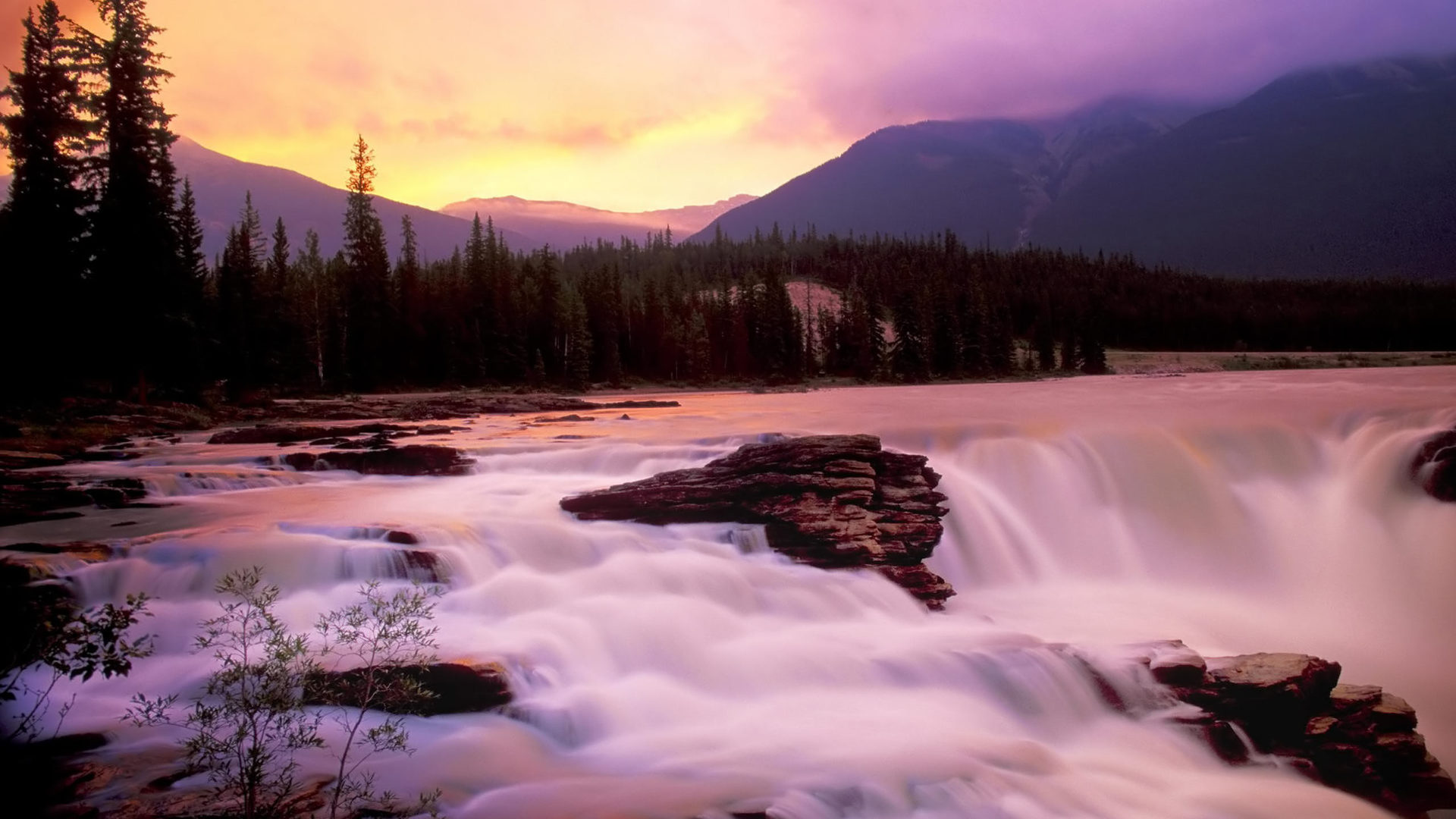 Jasper National Park Alberta Canada Nature Wallpaper - Фиолетовый Водопад - HD Wallpaper 