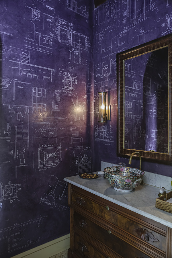 Architectural Drawings Over Modern Masters Plum Venetian - Black Venetian Plaster Bathroom - HD Wallpaper 