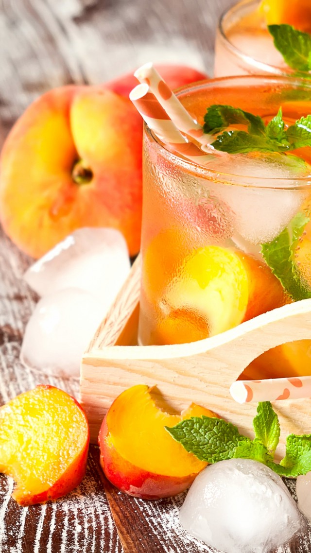 Peach, Lemonade, Mint, Ice, 4k - Fresh Drink - HD Wallpaper 