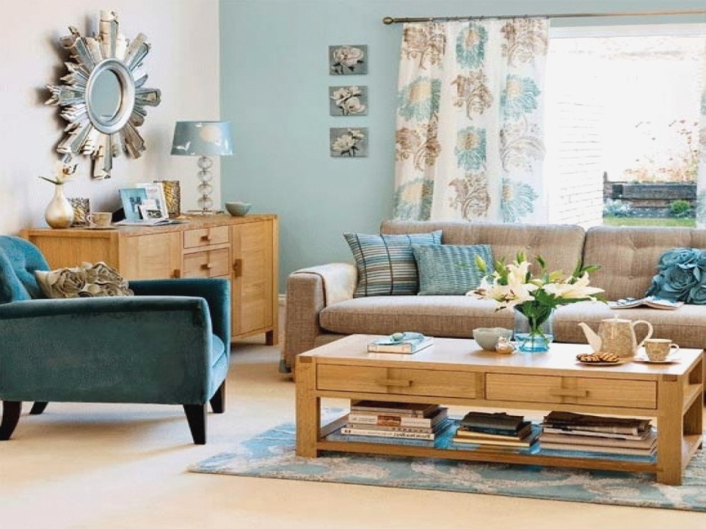 Elegant Blue And Brown Living Room Decor For Blue Living - Duck Egg Blue Living Room Ideas - HD Wallpaper 