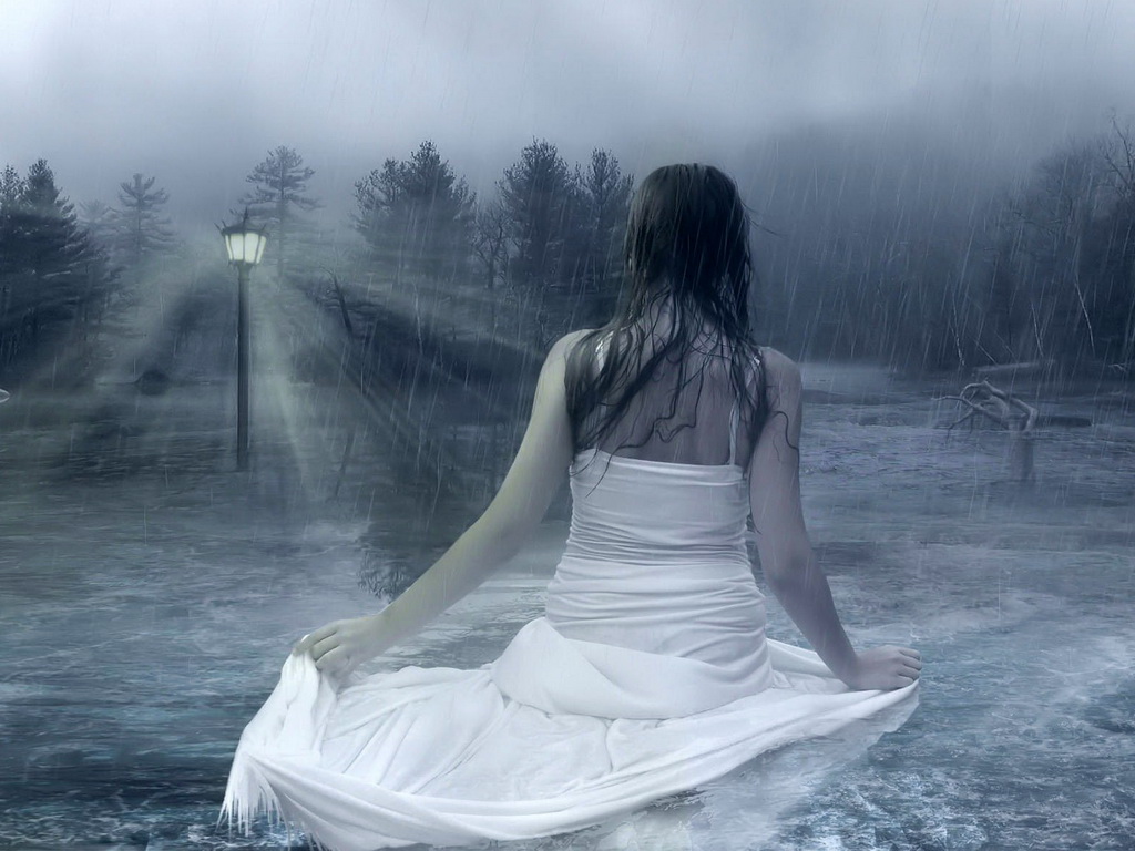 Dark Gothic Wallpaper - Rain Background In Girl - HD Wallpaper 