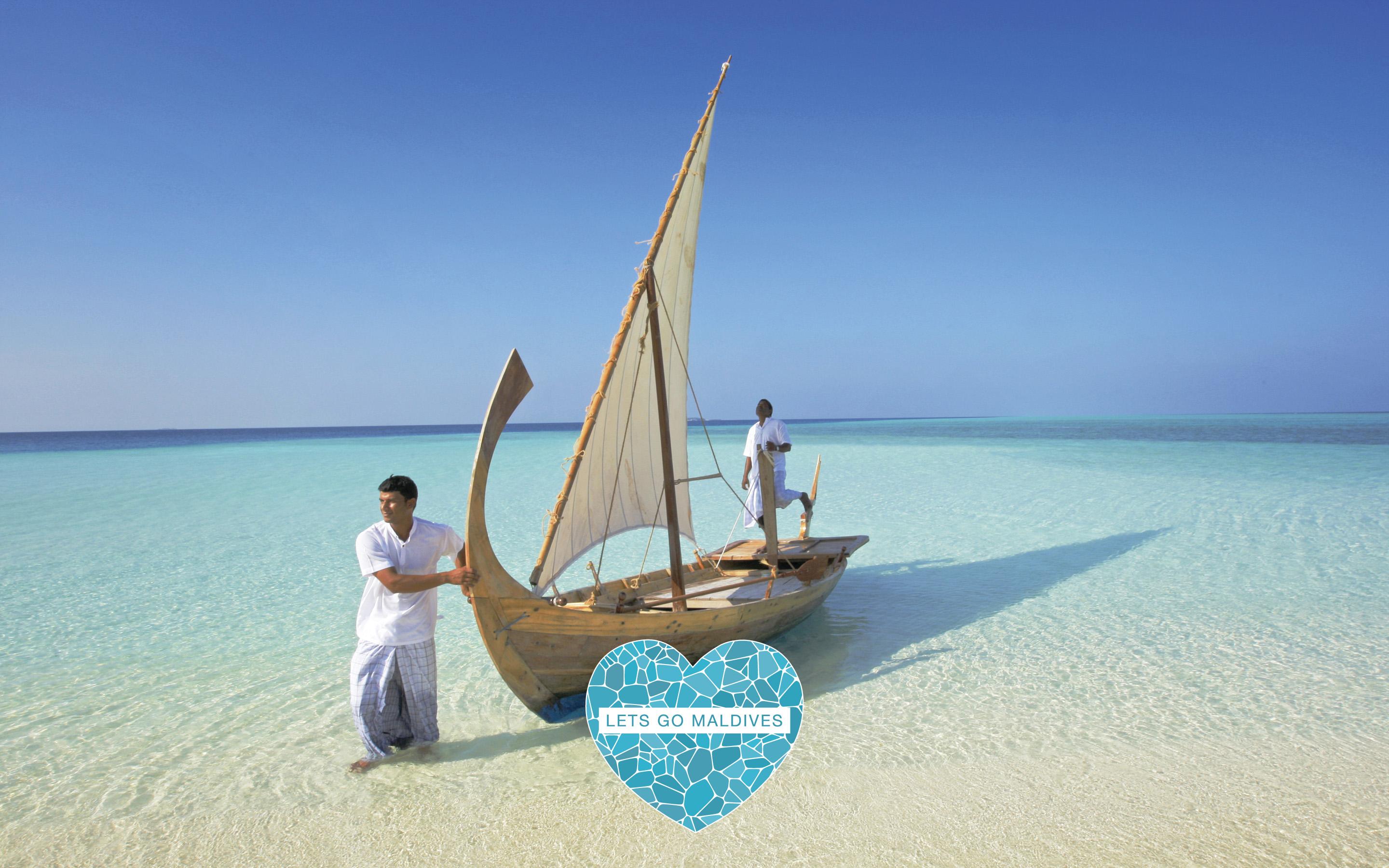 Desert Island With Boat - HD Wallpaper 