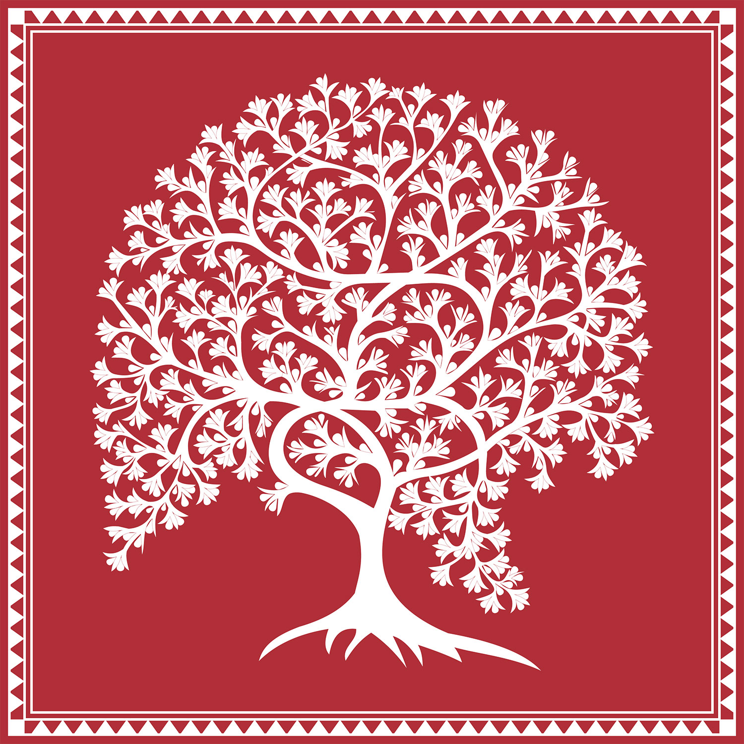 Indian Village Mural - Warli Painting Tree - HD Wallpaper 