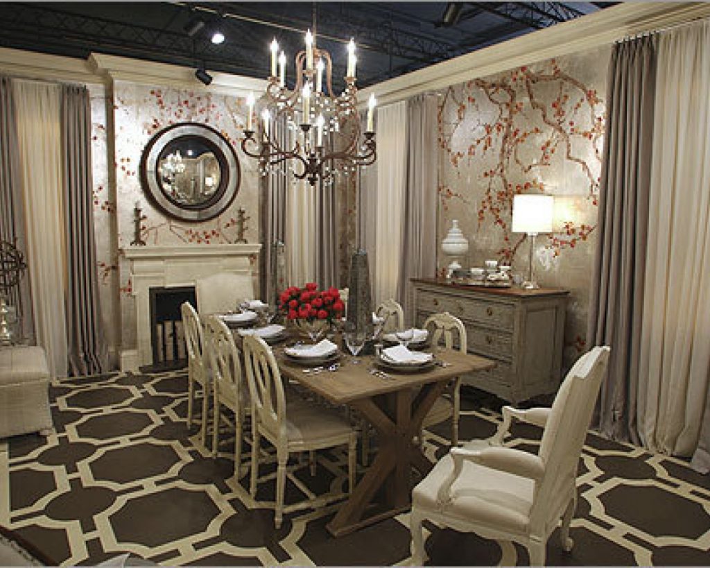 Alluring Accent Wallpaper In Antique Dining Room Ideas - Antique Dining Room Ideas - HD Wallpaper 