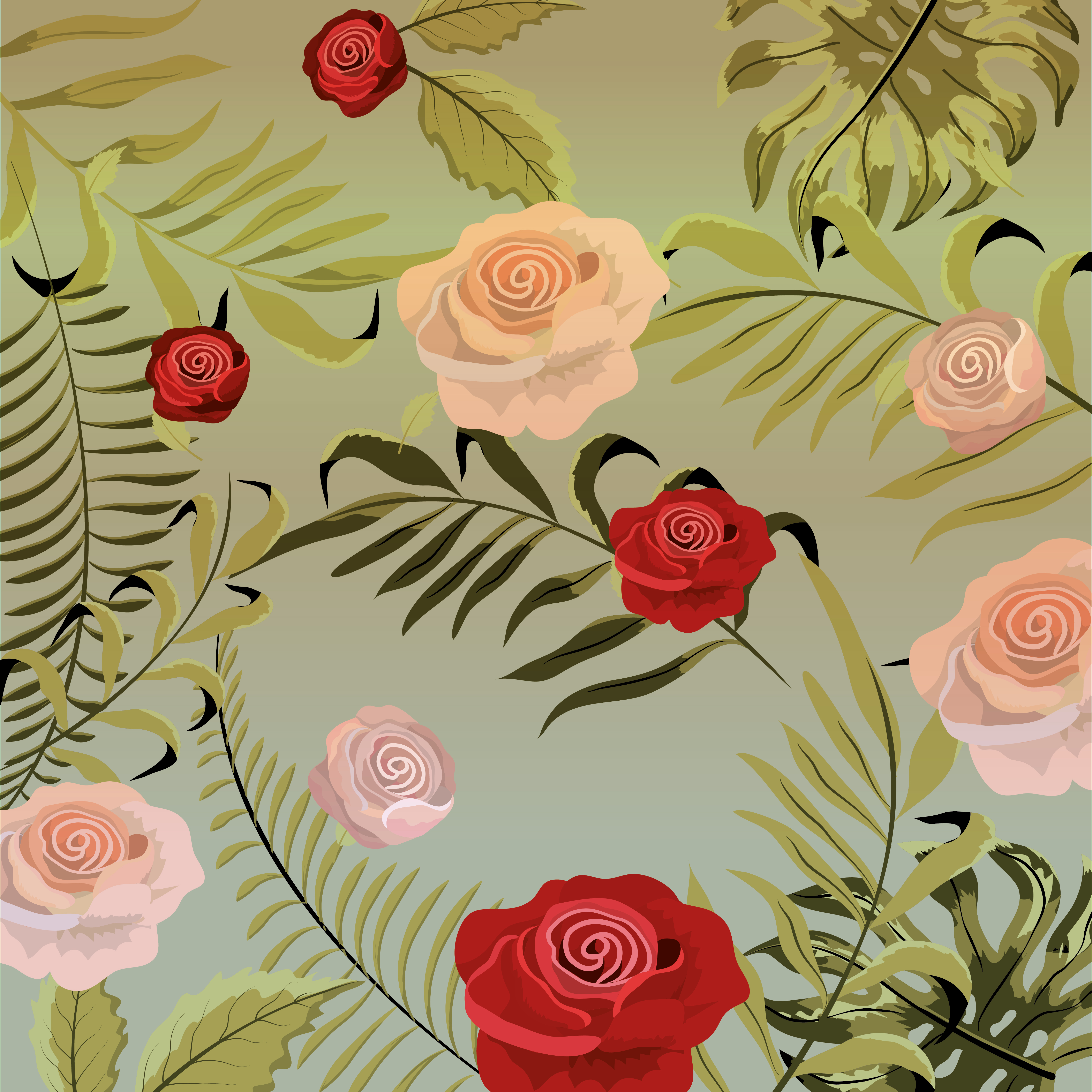 Vintage Floral Background - Garden Roses - HD Wallpaper 