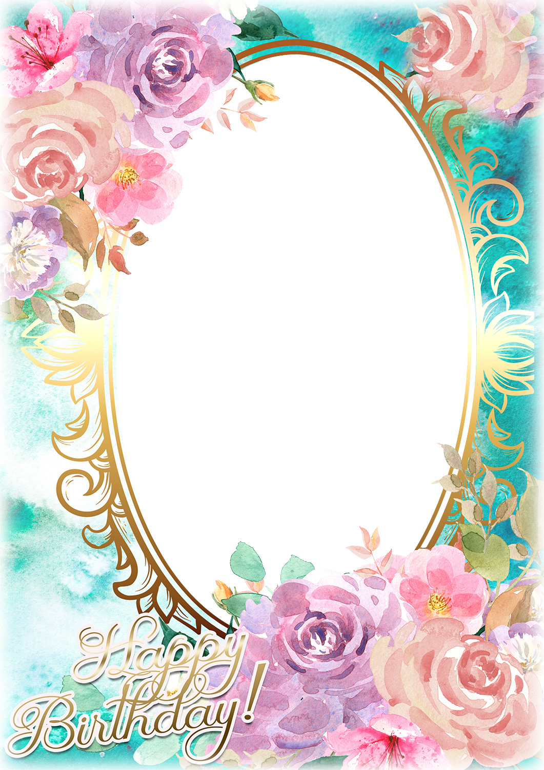 Watercolor Based Birthday Greeting Card Birthday Photo Frame Design
