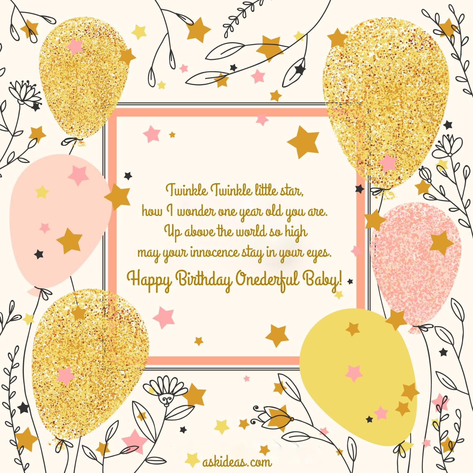 Twinkle Twinkle Little Star, How I Wonder One Year - Birthday Messages For A One Year Old - HD Wallpaper 