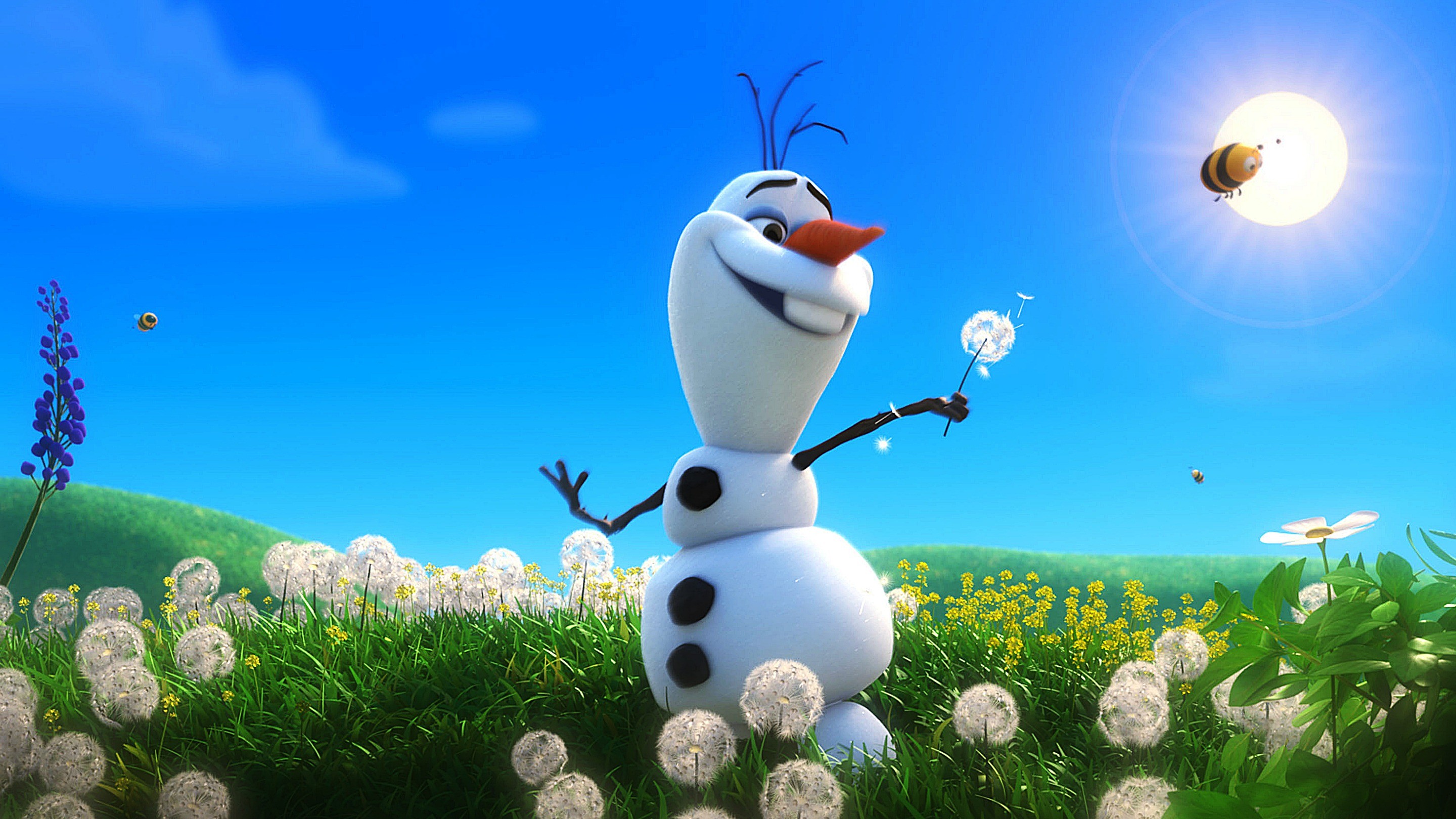 Spring Desktop Wallpaper Funny Cartoon - Olaf Background - HD Wallpaper 