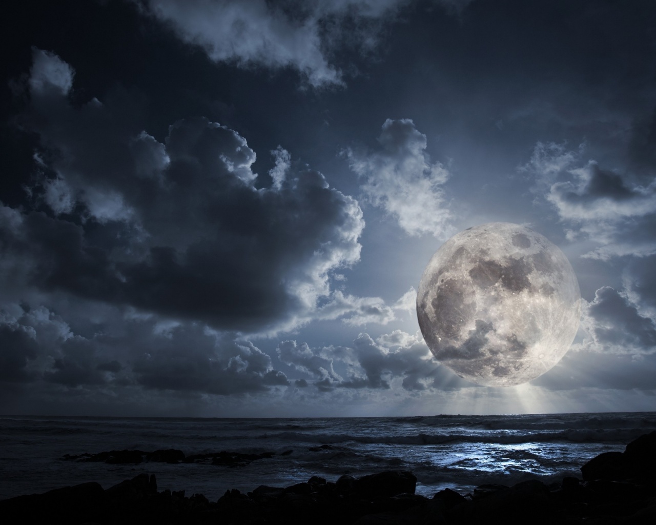Dark Moon Clouds Background 1280x1024 Wallpaper teahub.io
