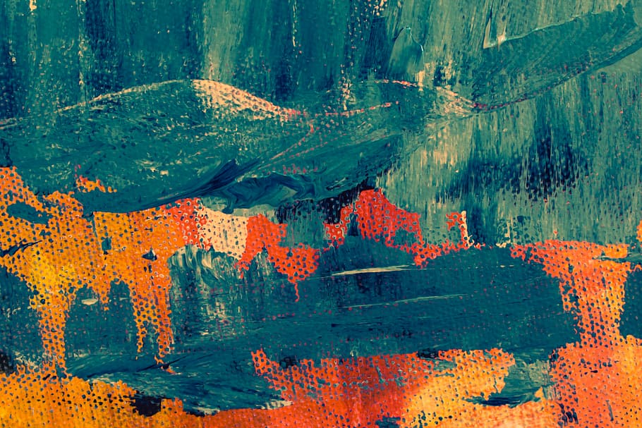 Teal And Orange Abstract Painting, Acrylic, Art, Artistic, - Abstract Painting High Resolution - HD Wallpaper 