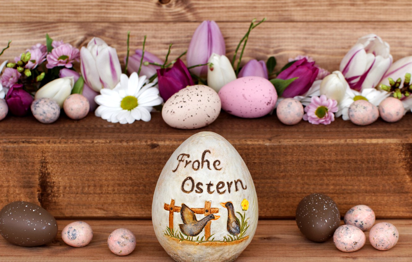 Photo Wallpaper Flowers, Holiday, Board, Eggs, Easter, - Easter Greetings - HD Wallpaper 