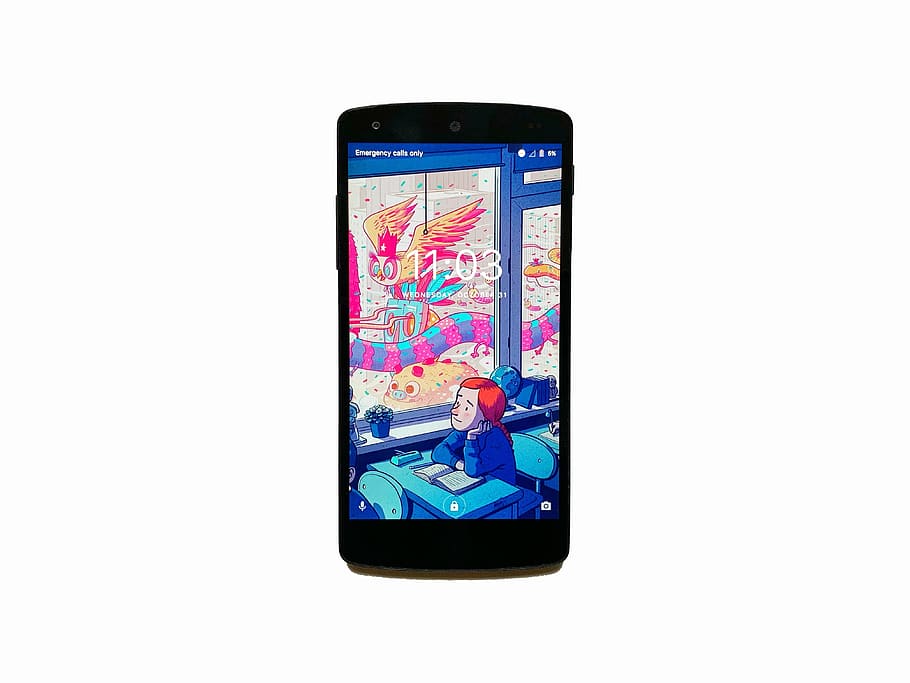 Black Smartphone Turned On, White, Google Phone, Minimalistic, - Mobile Phone - HD Wallpaper 
