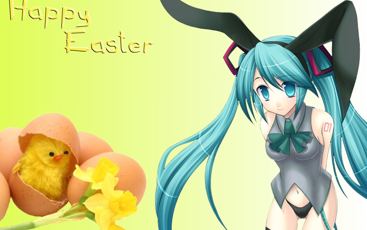 Hatsune Miku Easter Wallpapers - Happy Easter Anime - HD Wallpaper 