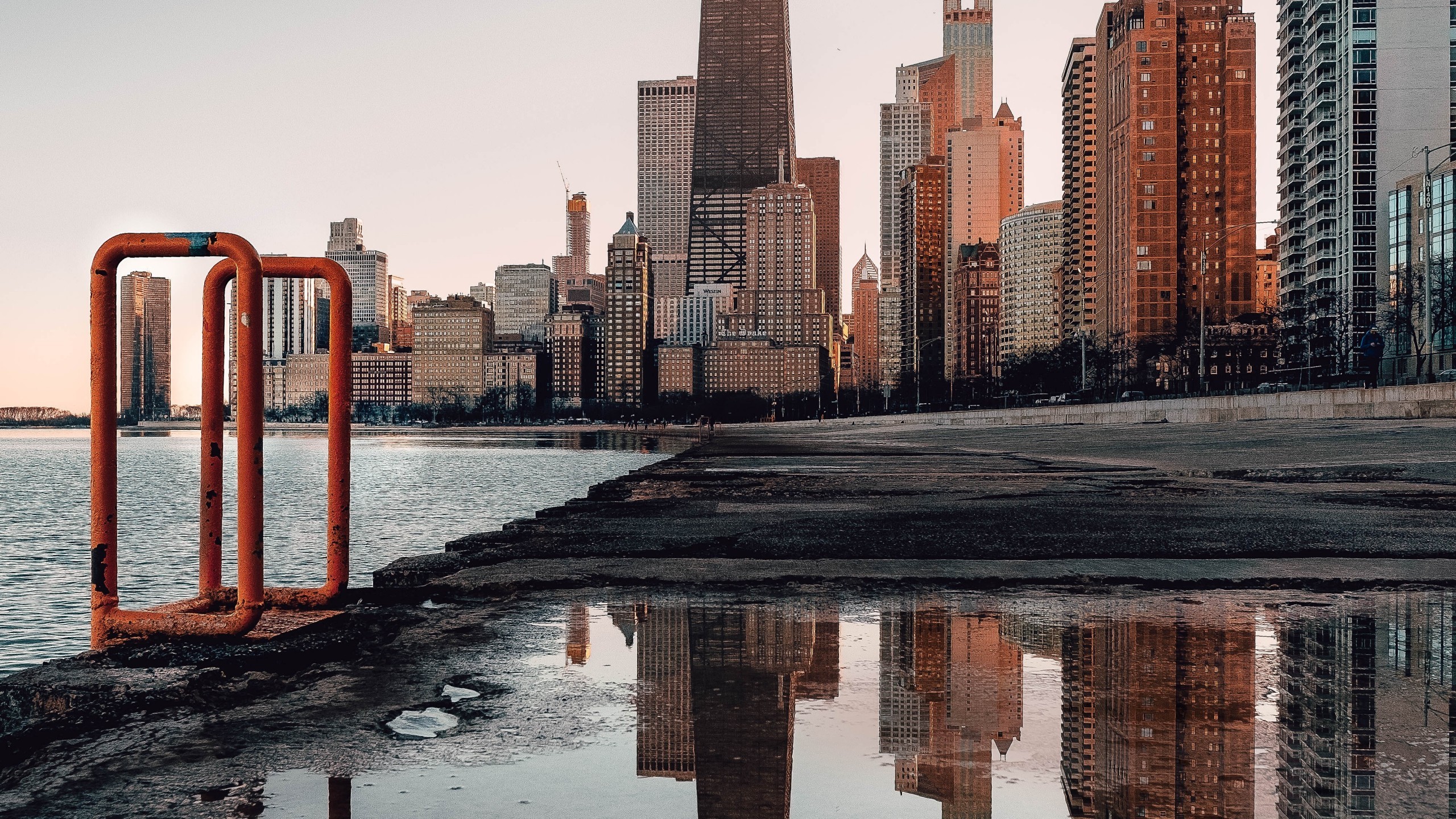 Skyscrapers, Reflection, Clear Sky, Buildings, Skyline, - Reflection - HD Wallpaper 