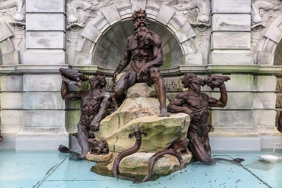 Bronze Figures At Neptune Fountain, Library Of Congress, - Library Of Congress - HD Wallpaper 