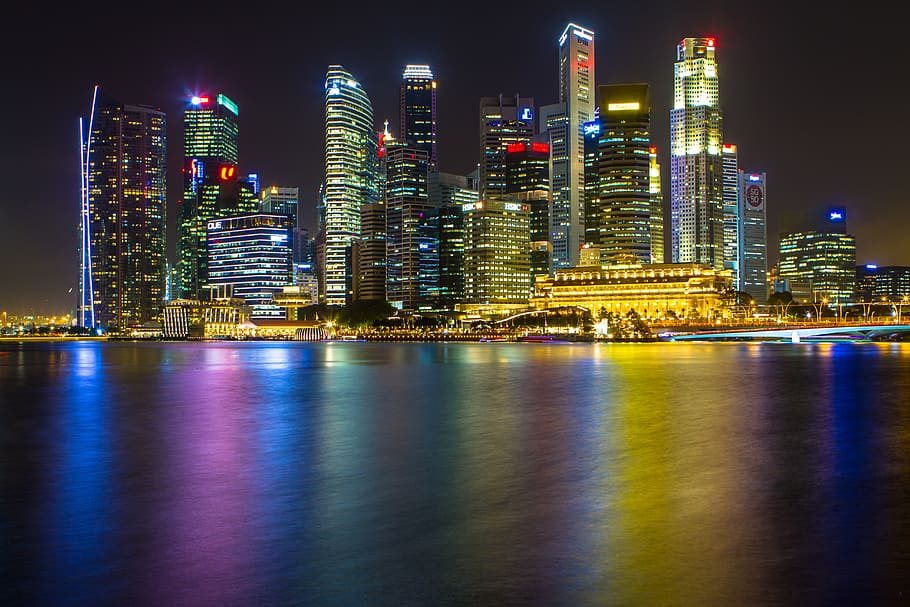 Singapore, Marina Bay, Water, Reflections, Colour, - HD Wallpaper 