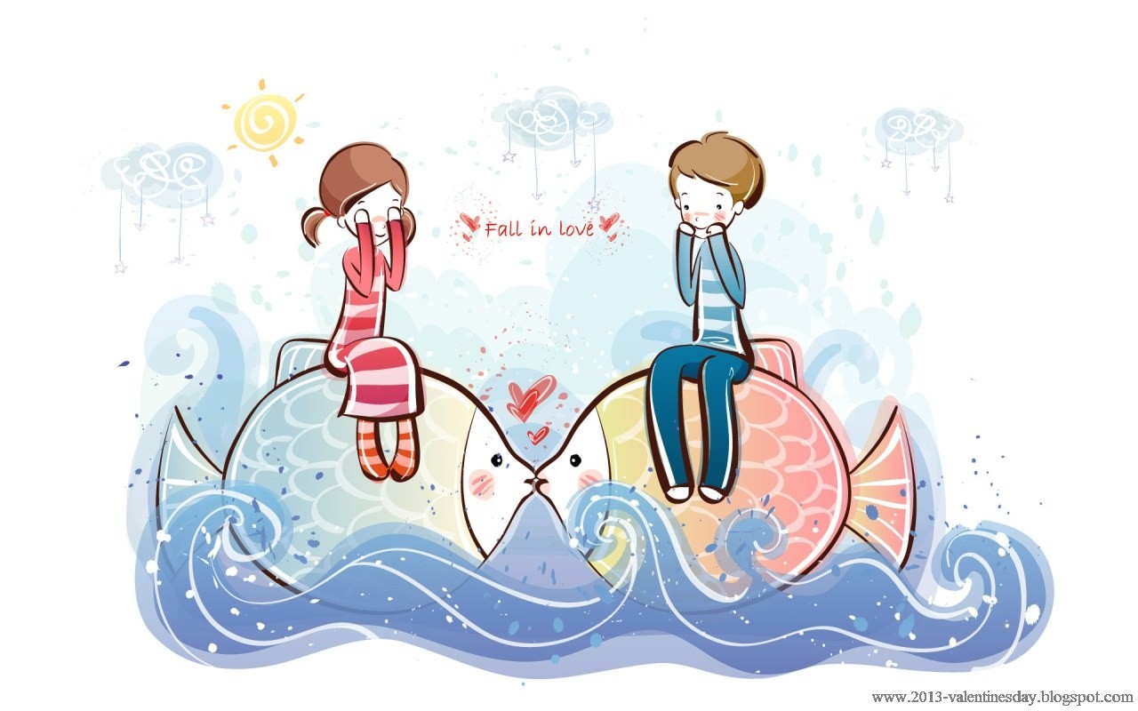 Couple Wallpapers Couple Cute Cartoon - HD Wallpaper 