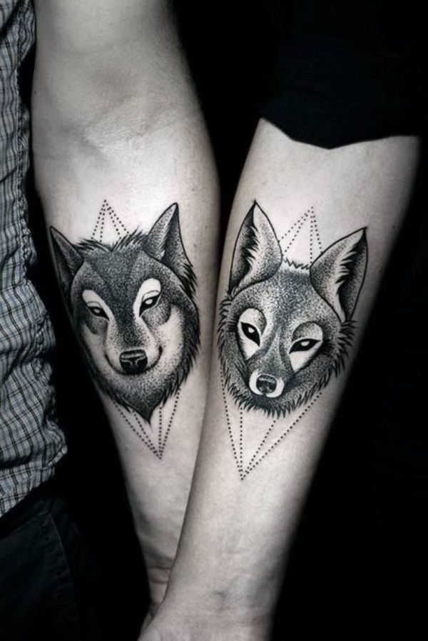 Matching Couple Tattoo Ideas0811 - Tattoo Wolf For Men - HD Wallpaper 