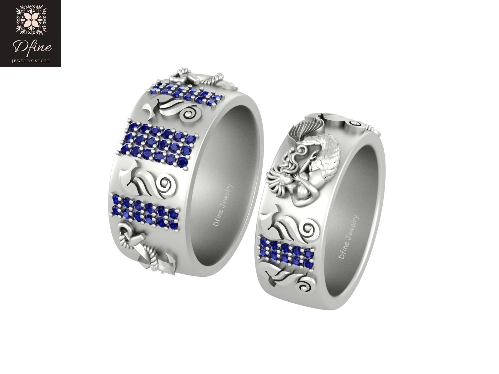 Nautical Anchor Matching Couple Bands - Titanium Ring - HD Wallpaper 