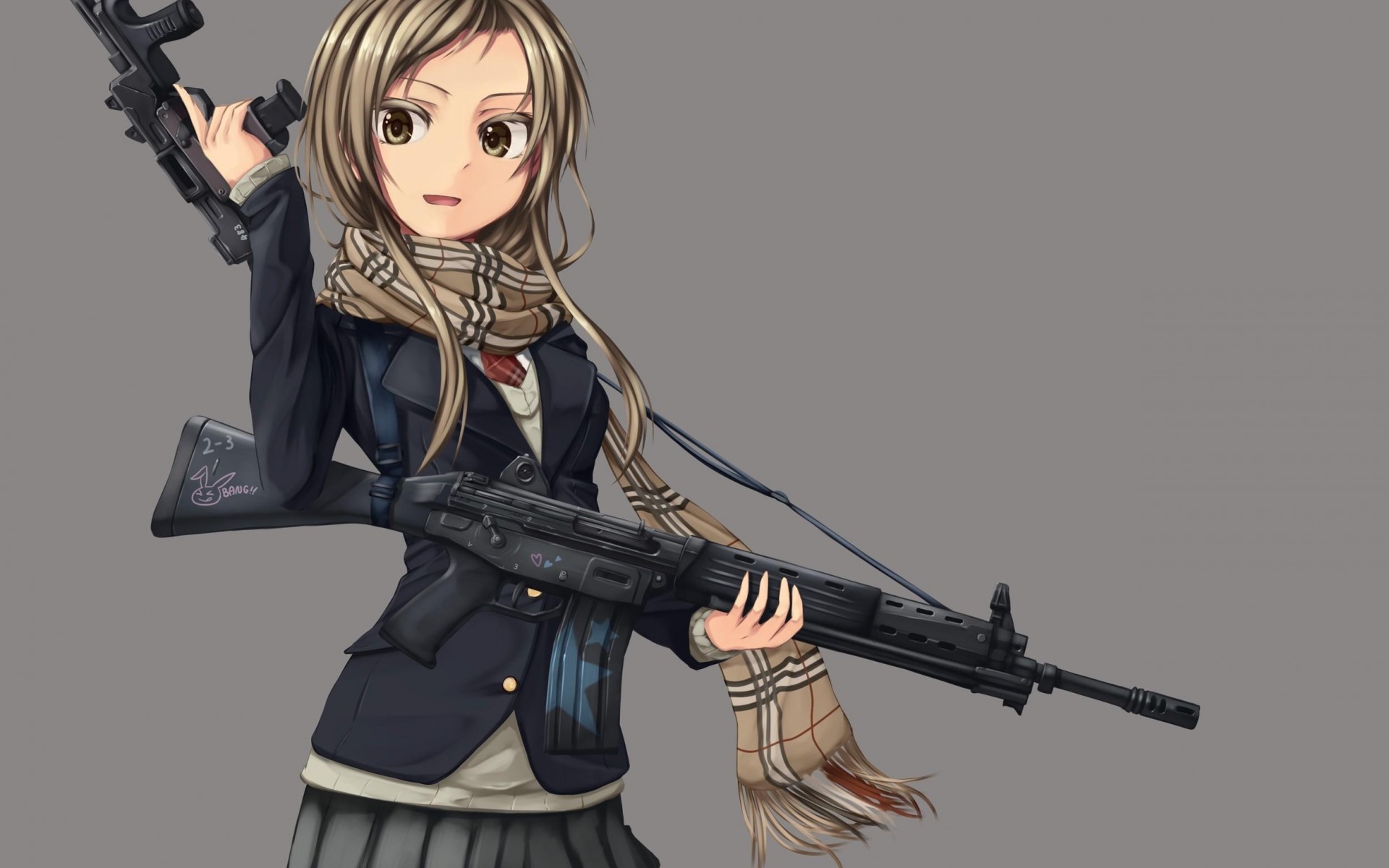 Anime Girl Wallpaper Gun - HD Wallpaper 