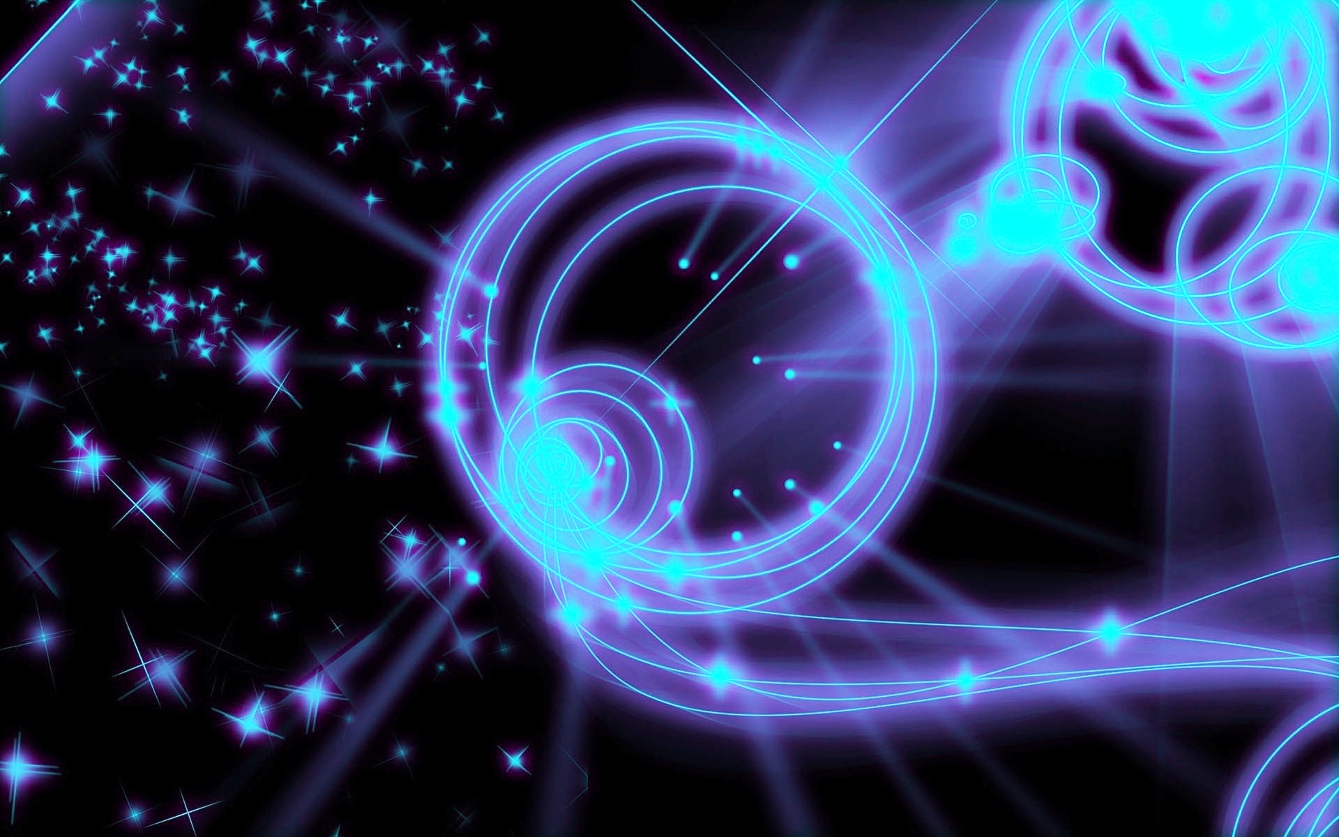Abstract Art Computer Circle Drawing Backgrounds Hd - Blue Neon - HD Wallpaper 