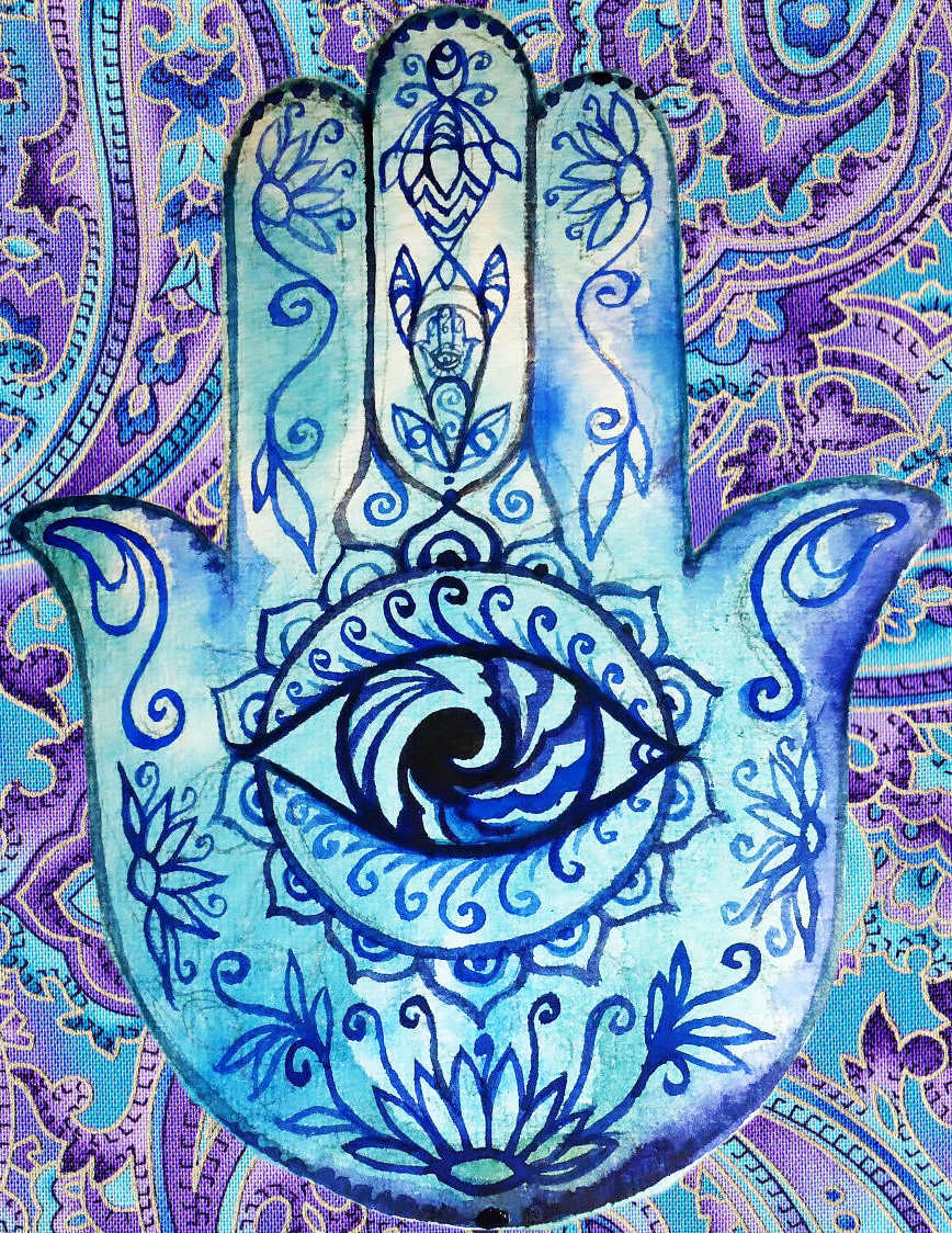 Hand, Hamsa, And Eye Image - Ojo Turco En Mandala - HD Wallpaper 