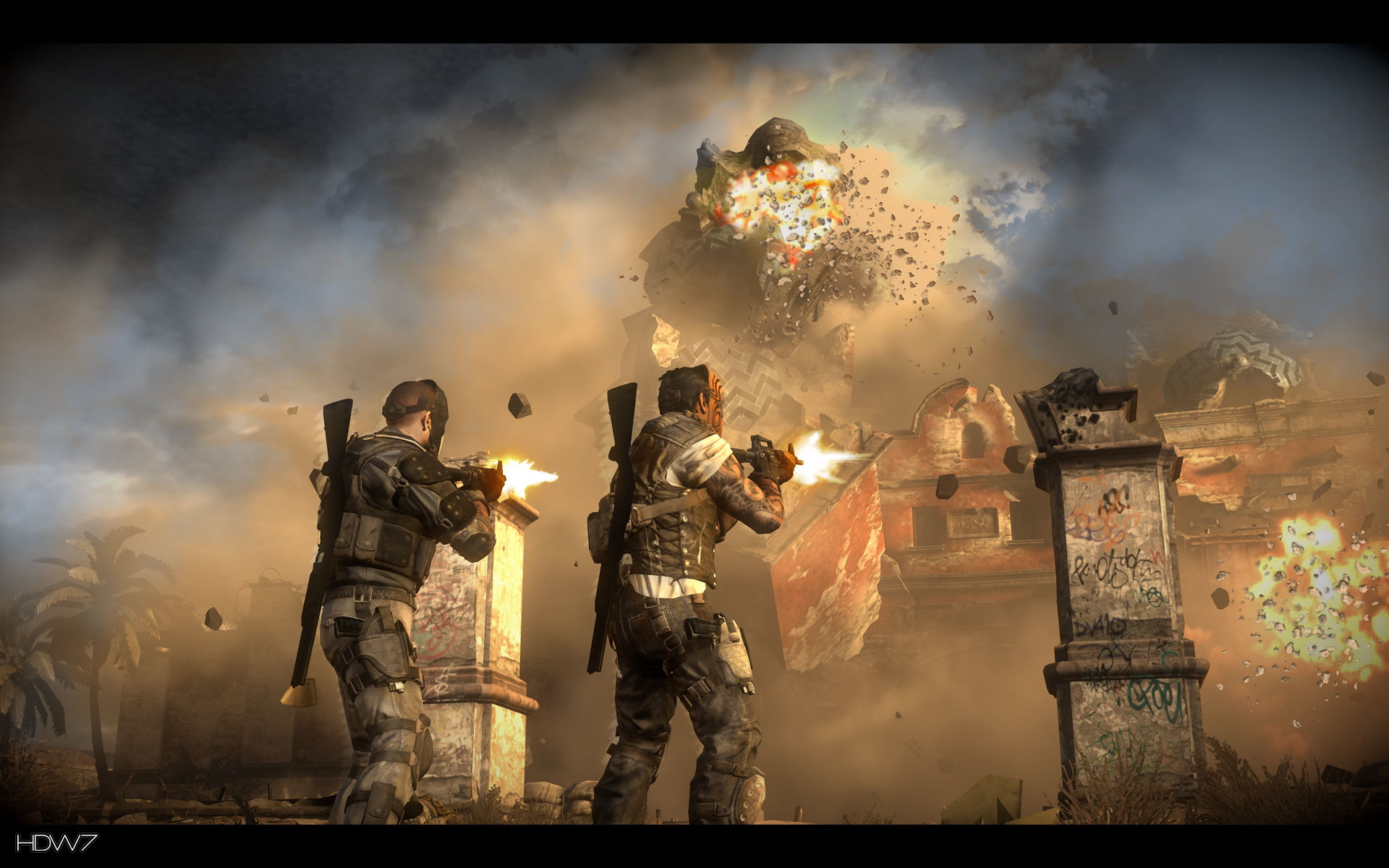 Army Of Two The Devils Cartel Decimate Everything Widescreen - Army Of Two The Devil's Cartel Banner - HD Wallpaper 