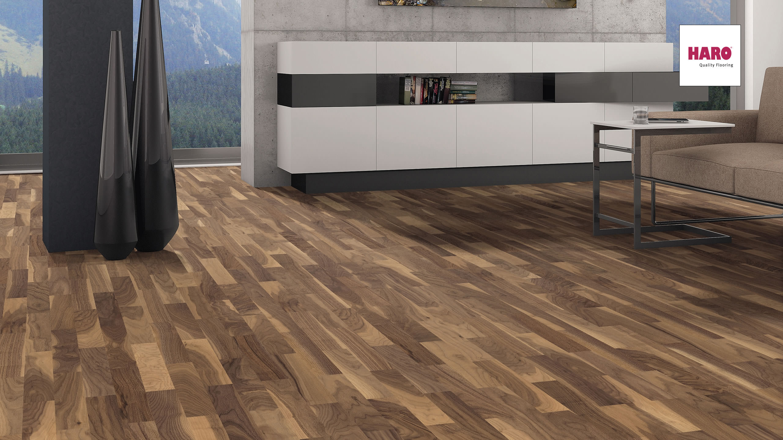 Haro Parquet 4000 Strip Allegro American Walnut Country - Parquet Chêne Lame 490 X 70 Mm - HD Wallpaper 