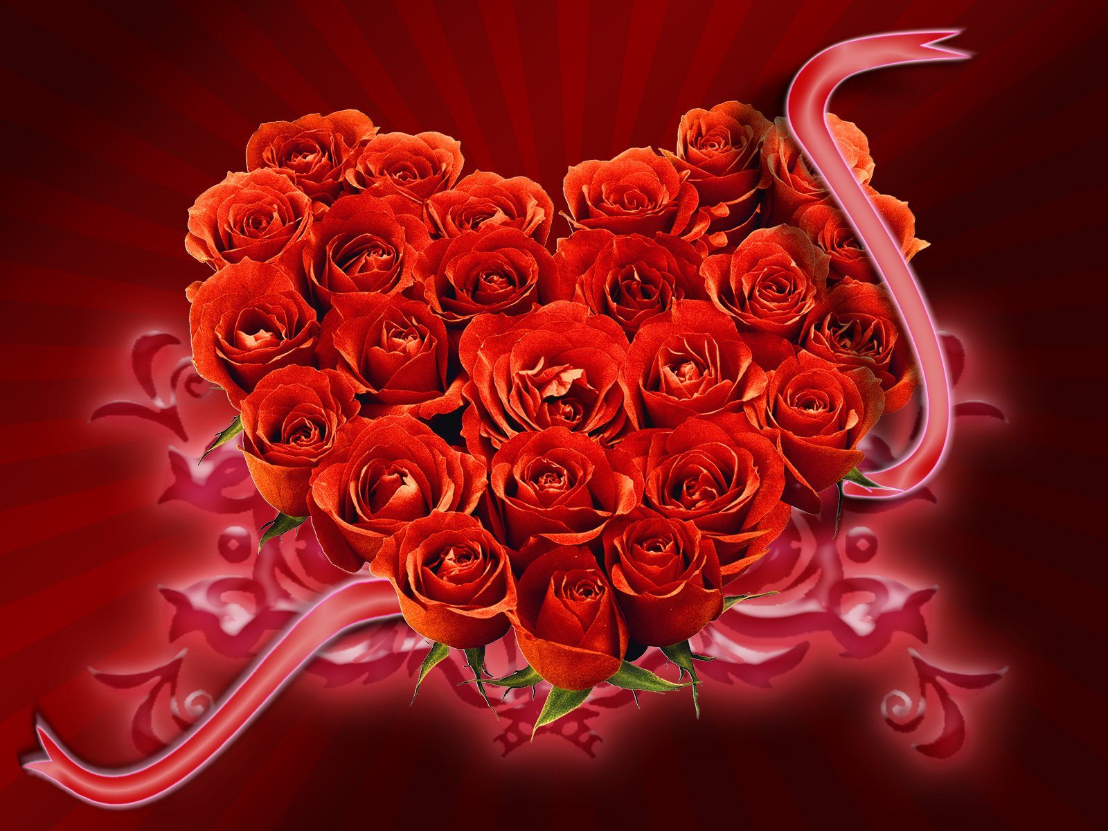 Many Red Roses, Heart From Roses, Download Photo, Desktop - Hearts And Roses - HD Wallpaper 
