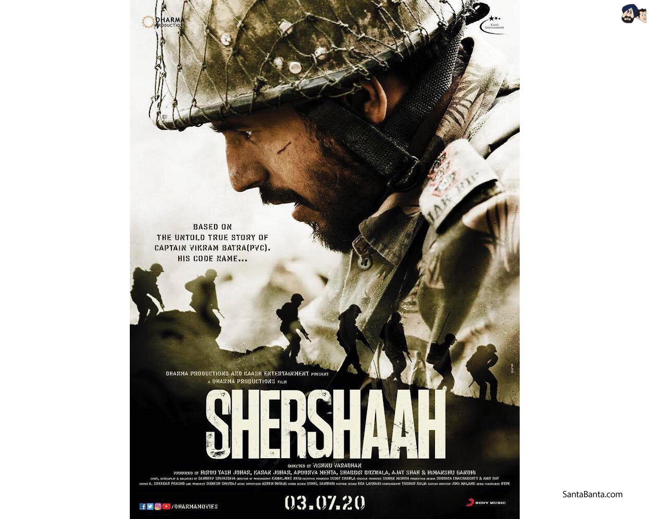 Sidharth Malhotra As Pvc Captain Vikram Batra In `shershaah` - Sher Shah Movie Poster - HD Wallpaper 
