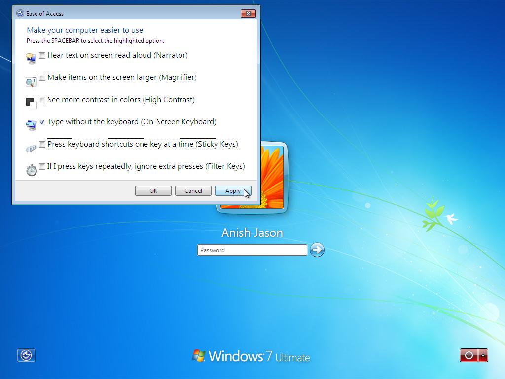 Windows 7 Login Screen On Screen Keyboard - HD Wallpaper 