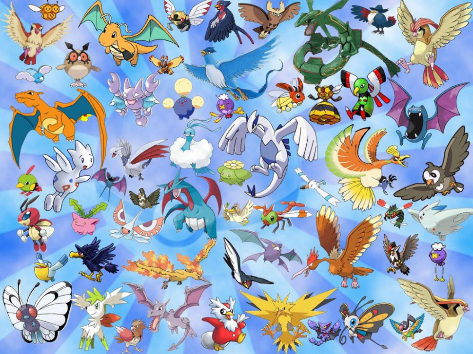 Video Games, Animals, Flying,cute, Pokemon Wallpaper,video - All Of Ash's Flying Pokemon - HD Wallpaper 