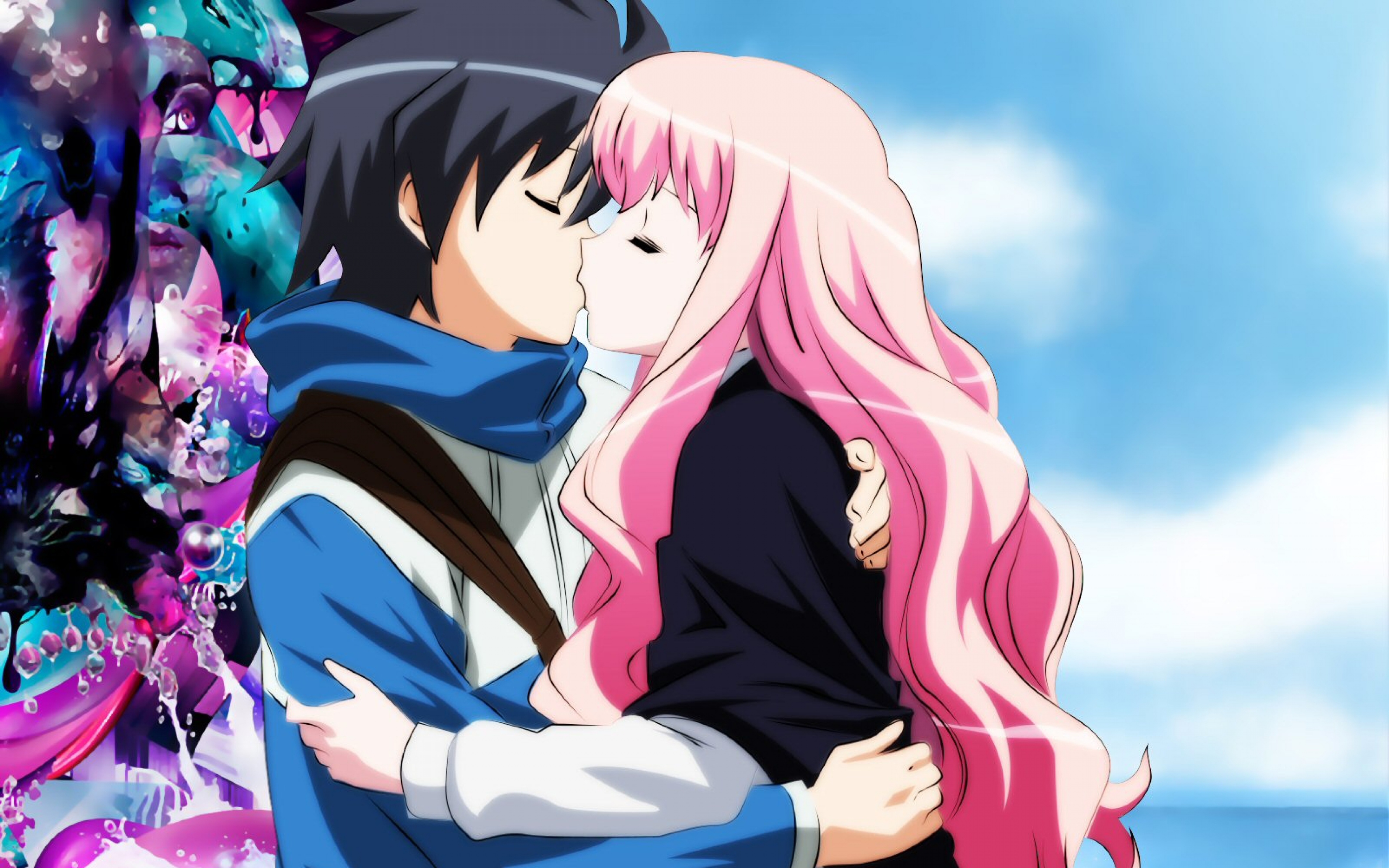 Boy, Girl, Kiss - Anime Girl And Boy Kiss - 3840x2400 Wallpaper 